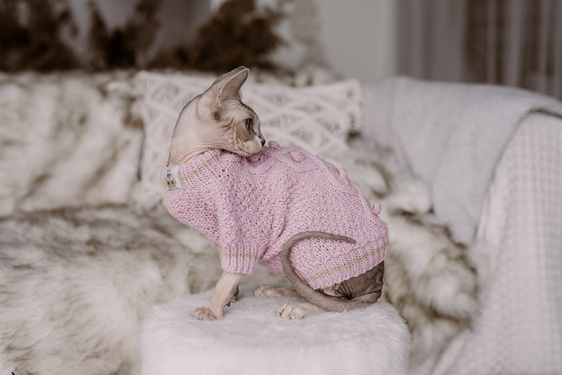 Sphynx cat green cable knit sweater Cat apparel Hand knit Etsy