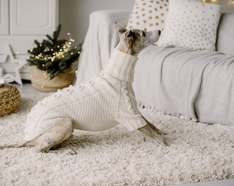 Whippet sweater Hand knit Italian greyhound clothing turtleneck Large dog jumper