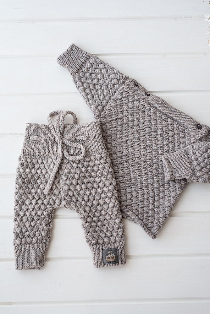 Grey Baby Sweater and Pants Set Crochet Baby Take Home Outfit | Etsy