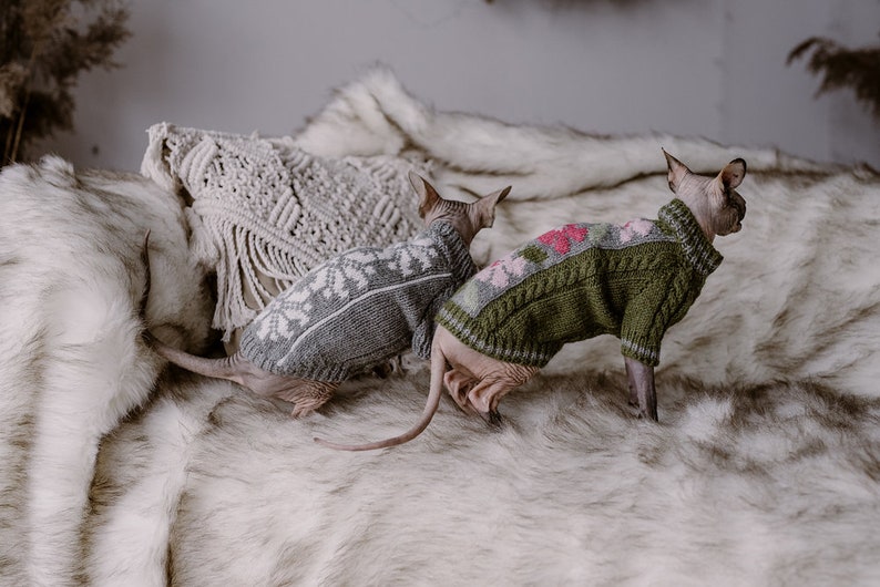 Hand knit wool sweater for Sphynx cat jumper Grey hairless cat Etsy