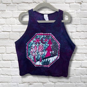 Lunar Bloom Batik Shirt - Hand Painted Batik - Yoga Shirt - Sports Bra - Women’s Size Large