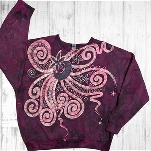 Shadow Berry Sky Batik Shirt - Hand Painted Batik - Sweatshirt - Unisex Size 3X