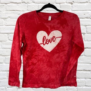 Heart Spoken Batik Shirt - Hand Painted Batik - Long Sleeve T-Shirt - Women's Size Medium