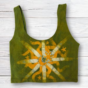 In Your Atmosphere Batik Crop Top - Hand Painted Batik - Yoga Shirt - Sports Bra - Women’s Sizes Small to Xtra Large