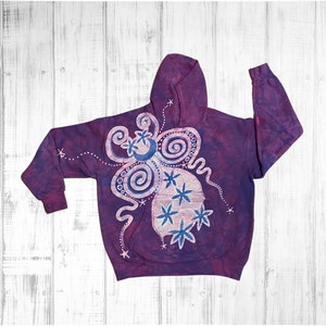 Butterfly Dance Batik Shirt - Hand Painted Batik - Hoodie - Unisex Sweatshirt - Unisex Size Xtra Large