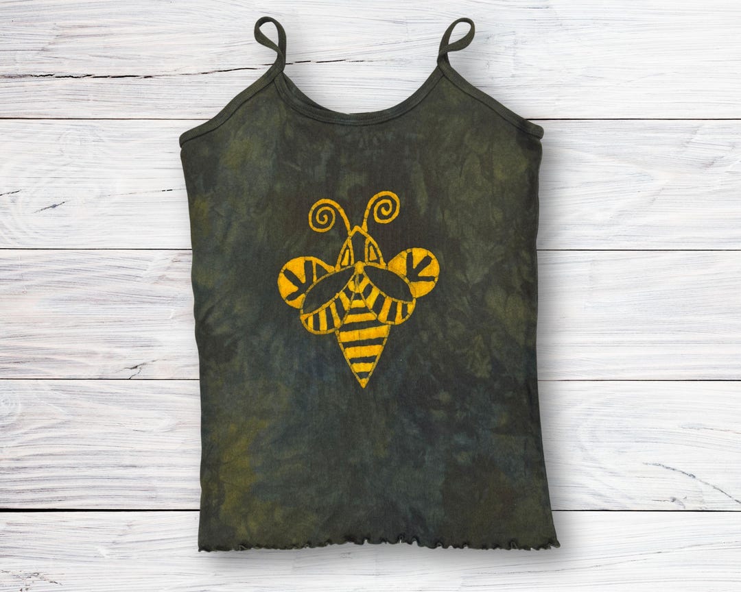 Bee Here Now Tank Top - Hand Painted Batik - Tank Top - T-shirt - Women ...