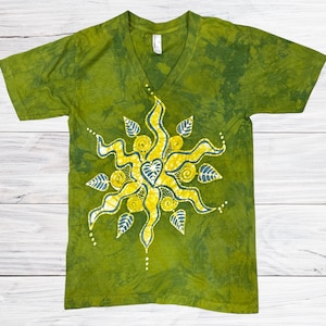 Growing Love Batik T-Shirt - Unisex Hand Painted Batik Shirt - Unisex Size Small
