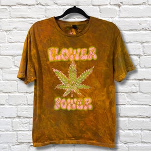 Flower Power Batik T-Shirt - Unisex Hand Painted Batik Shirt - Sizes Medium to 2X