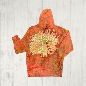 Maglietta Batik Albero della Vita - Batik Dipinto a Mano - Aum - Om - Felpa - Felpa Con Cappuccio - Unisex Taglia Grande
