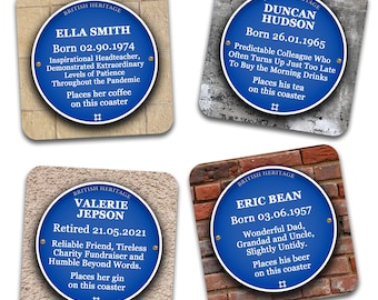 Individual Personalised 'Blue Plaque' Coaster