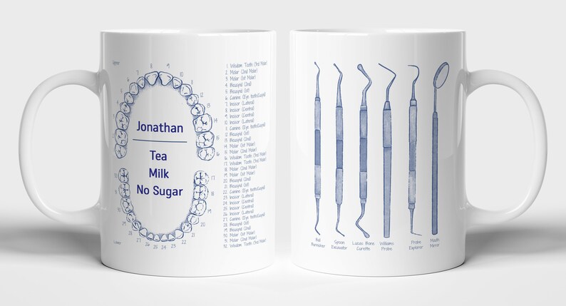 UniGift Personalised Dentist Coffee Mug – Black Lab Coat Design, Money Box Lid – Novelty Gift