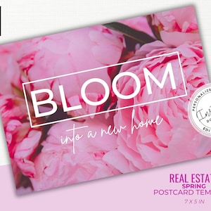 Real Estate Spring Postcard, Real Estate Marketing, Canva Template, Farming Card, Real Estate Mailer, Agent, Bloom, Instant Download, Card