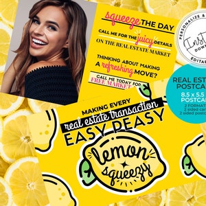 Real Estate Summer Postcard, Real Estate Template, Easy Peasy Lemon Squeezy Real Estate Card, Agent Farming, Real estate marketing, Mailer