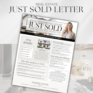 Real Estate Just Sold Your Neighbor's House Flyer, Sold Letter, Real Estate Mailer, Local Farming, Real Estate Marketing, Canva Template