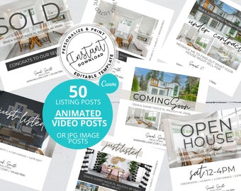 Real Estate Animated Video Social Media Posts, Real Estate Marketing, Instant Download, Canva Template, Agent Video Post, Instagram, MP4