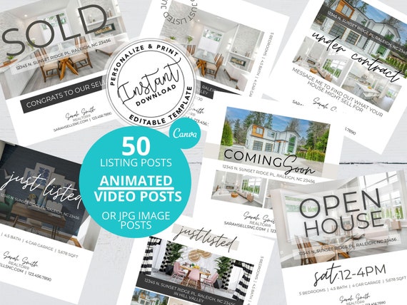 Real Estate Animated Video Social Media Posts, Real Estate Marketing, Instant Download, Canva Template, Agent Video Post, Instagram, MP4