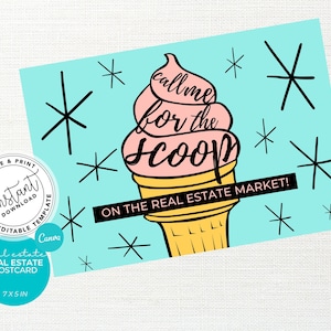 Real Estate Marketing, Real Estate Postcard, Canva template, Call Me for the Scoop Card, Agent Postcard, Real Estate Mailer, Editable Card