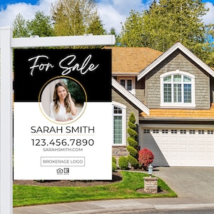 Real Estate Sign, For Sale Sign, Custom Sign, Modern For Sale Yard Sign, Real Estate Market, Canva Template, Open House, Agent Marketing