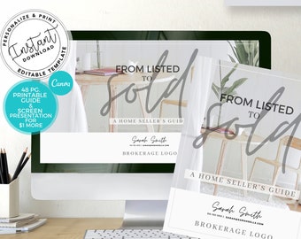 Real Estate Listing Presentation, Real Estate Marketing, Printable Seller Guide, Digital Listing Presentation, Canva, Real Estate Template