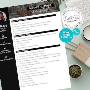 Real Estate Home Buyer&#39;s Checklist, Real Estate Marketing, Printable Checklist, Real Estate Buyer&#39;s Guide, Editable Canva Template, Logo