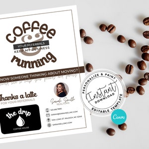 Real Estate Referral Letter, Real Estate Agent Thanks A latte, Real estate marketing, Real Estate Coffee, Agent Thank you letter, Canva