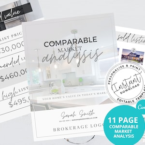 Real Estate Comparable Market Analysis CMA, Agent CMA, Instant download, Canva, Comparables, Real Estate Marketing, Editable Canva, Custom