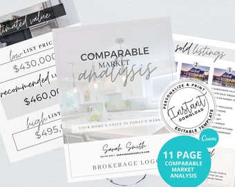 Real Estate Comparable Market Analysis CMA, Agent CMA, Instant download, Canva, Comparables, Real Estate Marketing, Editable Canva, Custom