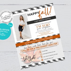 Fall Real Estate Letter, Agent, Hello Neighbor Letter, Agent Farm, Neighborhood Flyer, Real Estate Mailer, Real Estate Marketing, Canva