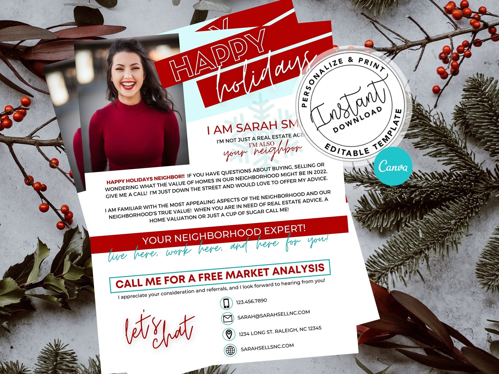 Real Estate Holiday Letter Realtor Hello Neighbor Letter Etsy