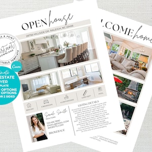 Open House Flyer, Real Estate Marketing, Real Estate Open House Flyer Canva, Just Listed, Editable Canva Template, Home Seller, Home Buyer