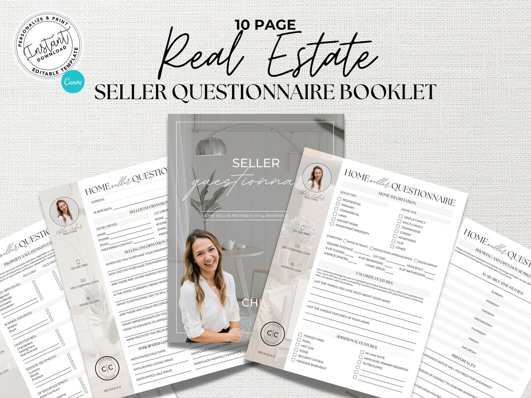 Seller Setting Page Example Real Estate Home Seller Questionnaire: Seller Intake Canva Template for ...