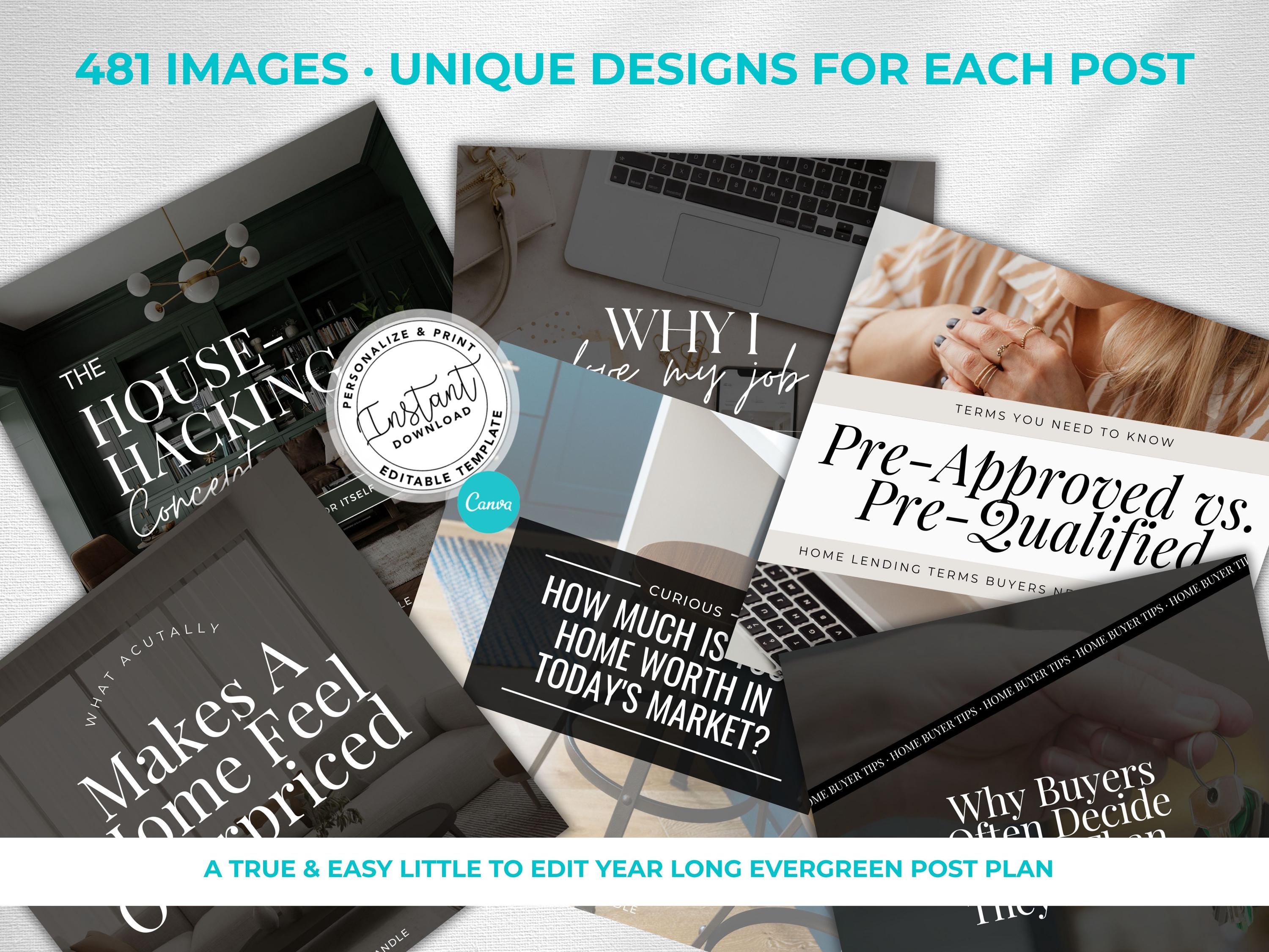2026 Year Long Real Estate Social Media Canva Templates, 365 Post ...