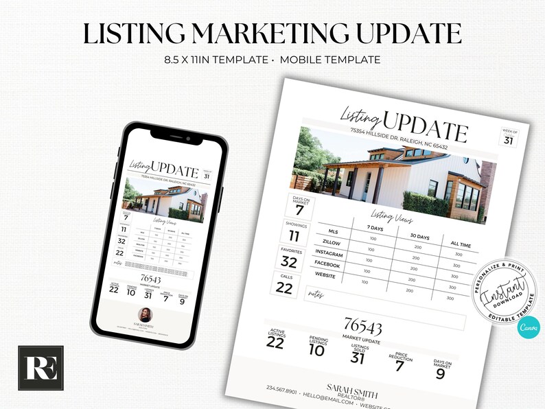 Real Estate Listing Report, Weekly Listing Update, Listing Performance ...