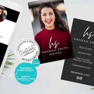 Real Estate Business Card & Digital Business Card Template Bundle, Editable Agent Business Card, Canva Template, PDF, Agent Branding