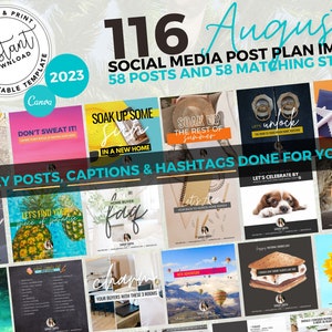 August Real Estate Posts with Captions, Real Estate Marketing, Canva Template, Summer, Instagram, Captions & Hashtags, Instagram, Agent