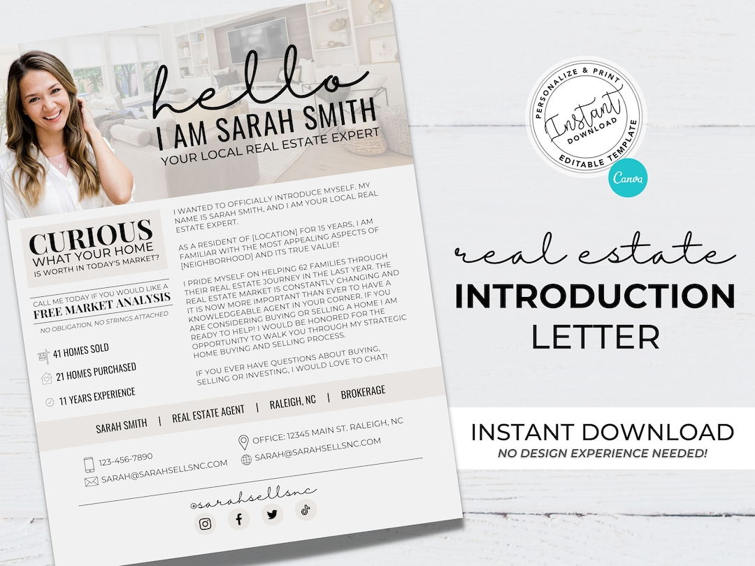 Real Estate Introduction Flyer, Real Estate Marketing, Canva Template ...