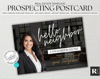 Real Estate Marketing, Real Estate Postcard, Canva Template, Agent Postcard, Real Estate Mailer, Hello Neighbor Postcard, Faming Postcard