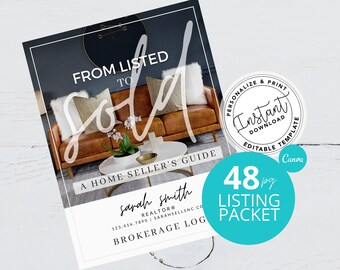 Real Estate Seller Guide, Real Estate Seller Packet, Real Estate Marketing, Real Estate Seller Book, Real Estate Listing Presentation, Canva