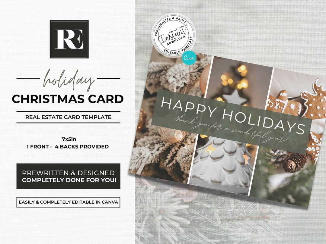 Real Estate Holiday Card, Real Estate Christmas Card, Canva Christmas Card Template, Farming