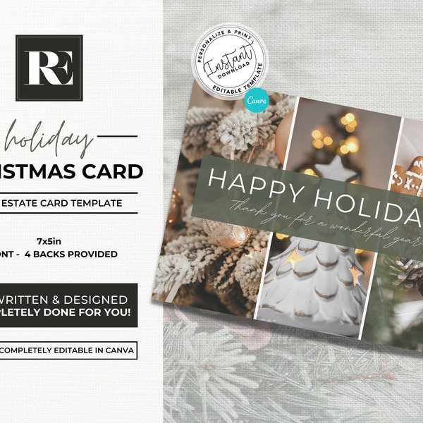 Real Estate Holiday Card, Real Estate Christmas Card, Canva Christmas Card Template, Farming, Real Estate Marketing, Modern Merry Christmas