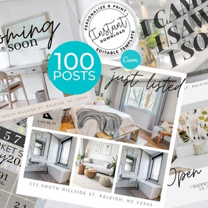 Real Estate Social Media Posts, Real Estate Marketing, Instant Download, Facebook Canva Template, Real Estate Template, Instagram, Download