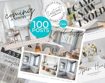 Real Estate Social Media Posts, Real Estate Marketing, Instant Download, Facebook Canva Template, Real Estate Template, Instagram, Download