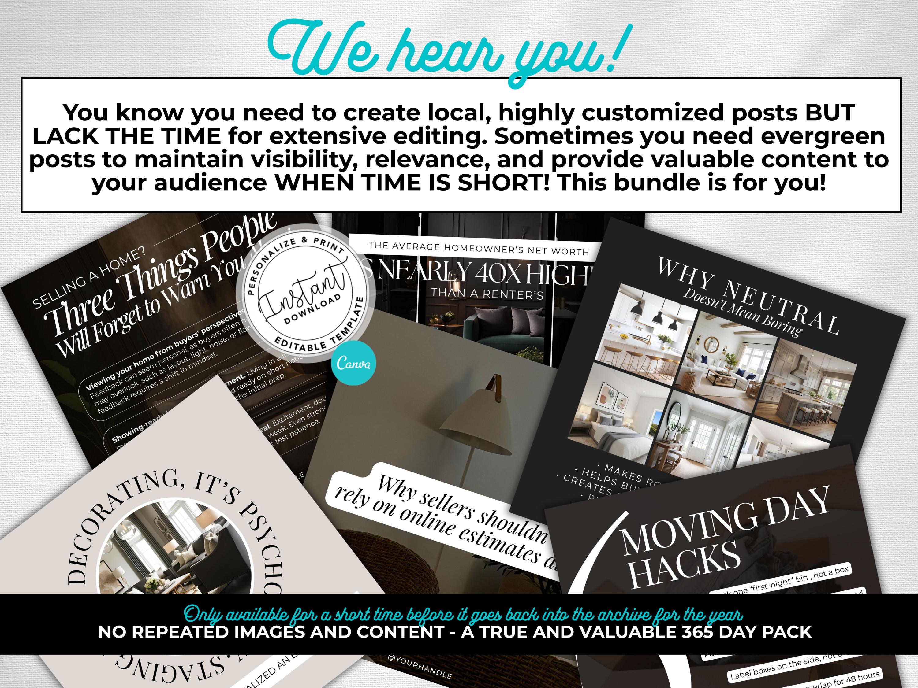 2026 Year Long Real Estate Social Media Canva Templates, 365 Post ...