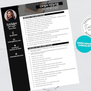 Open House Checklist, Real Estate Marketing, Preparing for an Open House, Open House Staging, Home Seller Checklist, Agent Flyer, Canva