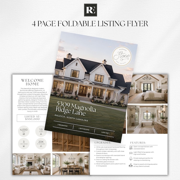 Real Estate Property Brochure, Modern Luxury Real Estate Flyer, Real Estate Marketing, Folded Brochure, Canva Template, Open House Flyer