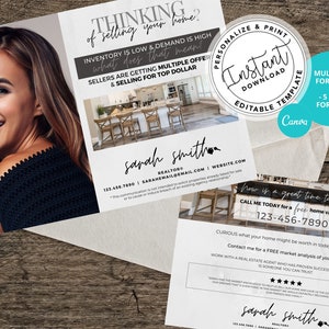Real Estate Postcard, Agent Thinking of Selling, Real Estate Farming Card, Agent postcard, Real estate marketing, Editable, Canva, Download