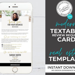 Textable Client Review Request, Real Estate Marketing, Client Testimonial, Canva Template, Referral Request, Real Estate Template, Feedback