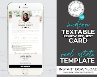 Textable Client Review Request, Real Estate Marketing, Client Testimonial, Canva Template, Referral Request, Real Estate Template, Feedback