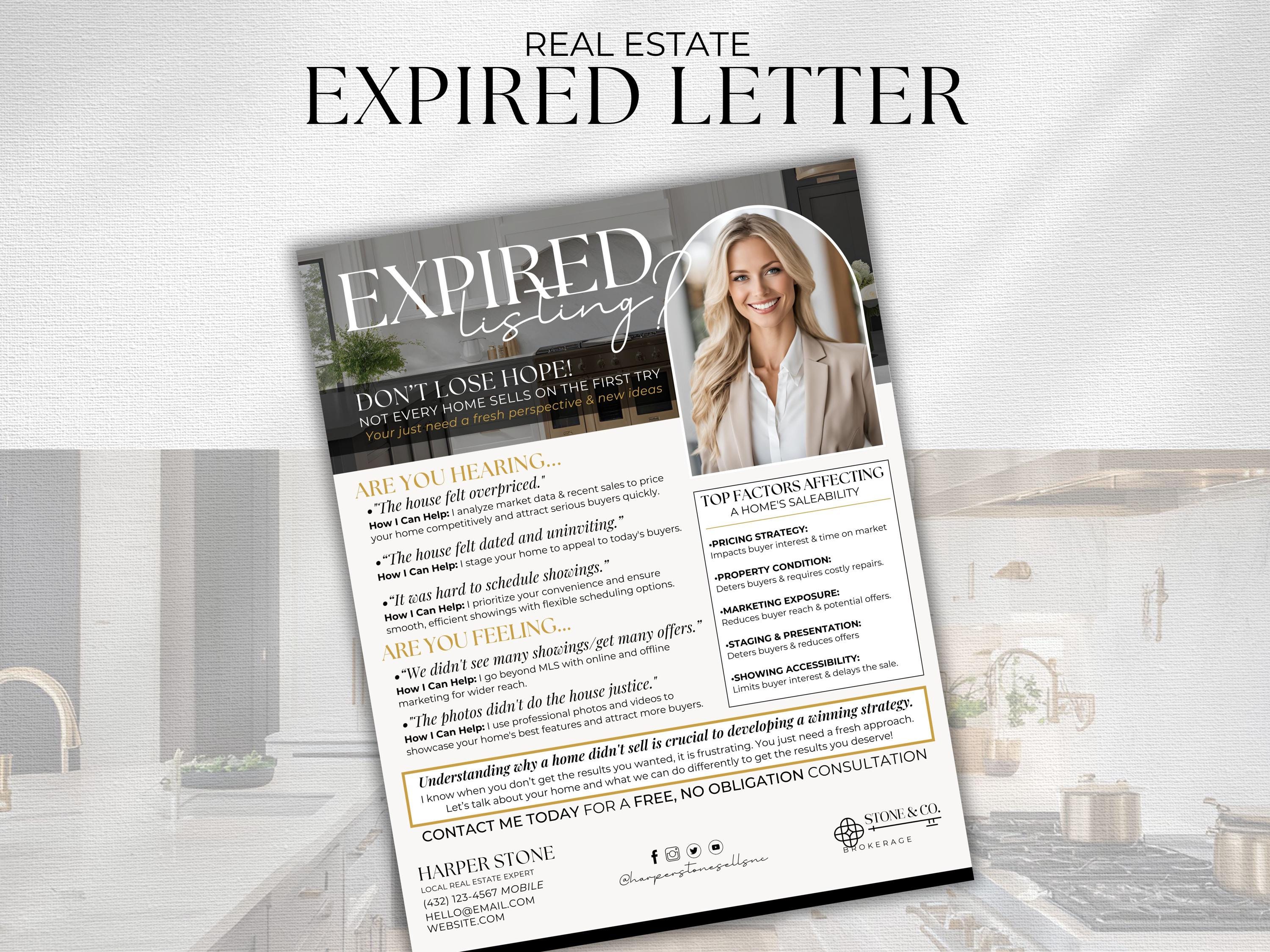 Real Estate Expired Listing Letter Template: Canva Flyer