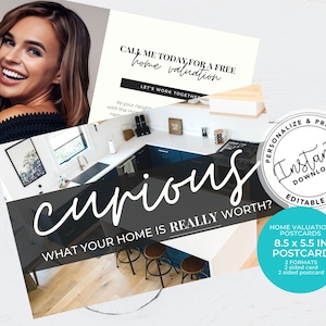 Home Value Card, Real Estate Farming Card, Real Estate Marketing, Modern Real Estate Postcard Template, Agent Home Value Postcard, Canva